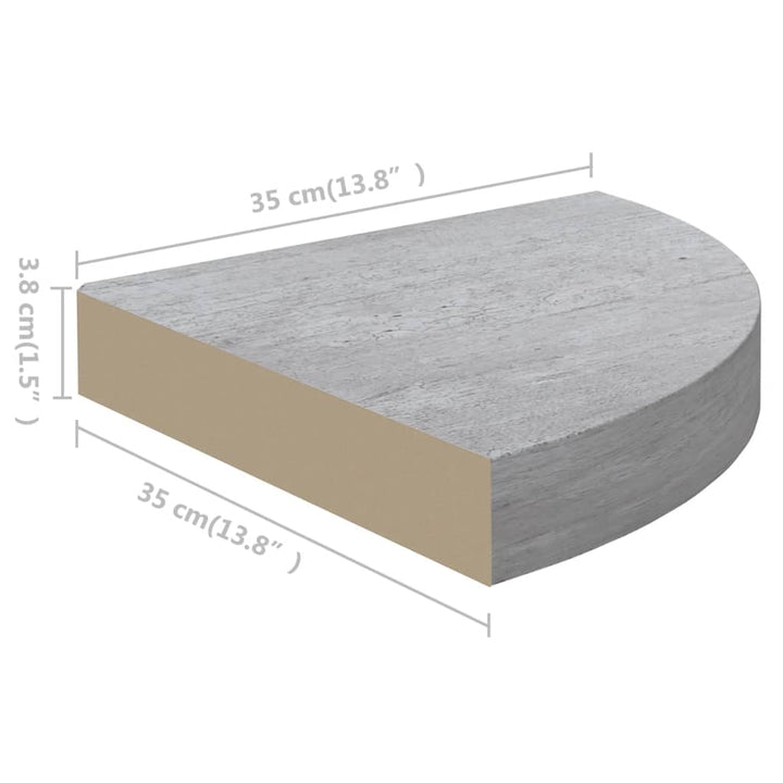 Rafturi De Colț De Perete 4 Buc. 35X35X3,8 Cm Mdf Gri Beton