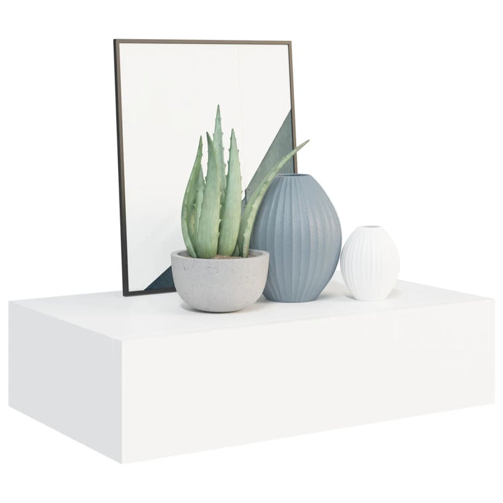 Raft De Perete Cu Sertar, , 40X23,5X10 Cm, Mdf Alb