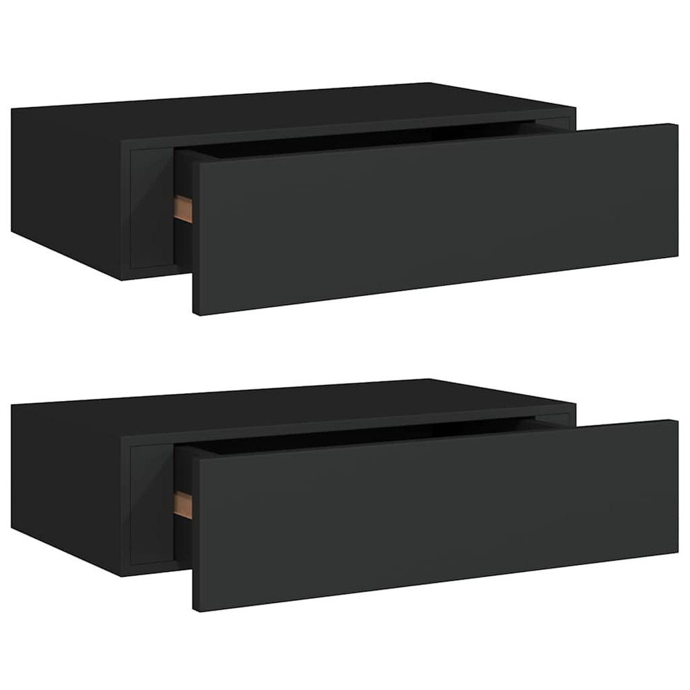 Dulap De Perete Cu Sertare, 2 Buc., , 40X23,5X10 Cm, Mdf Negru