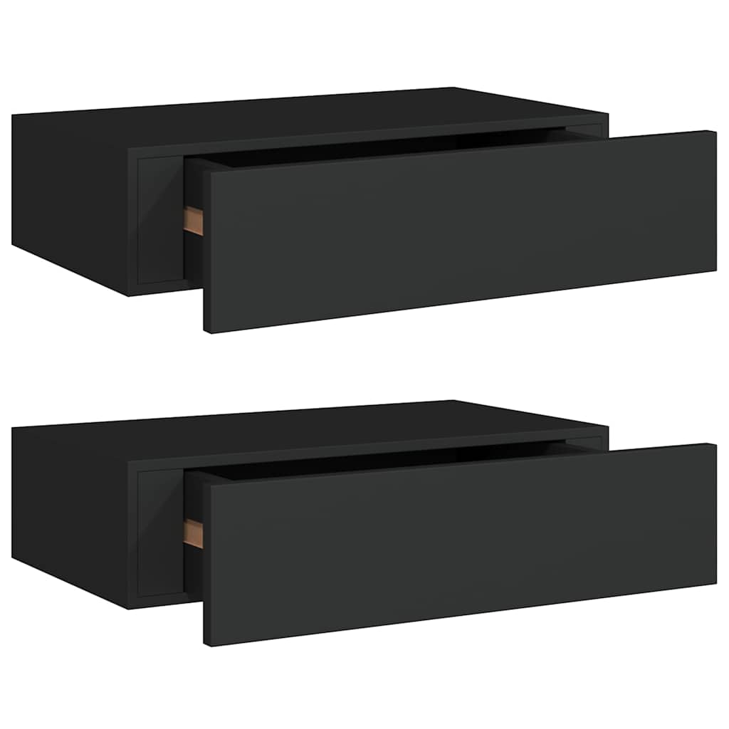 Dulap De Perete Cu Sertare, 2 Buc., , 40X23,5X10 Cm, Mdf Negru