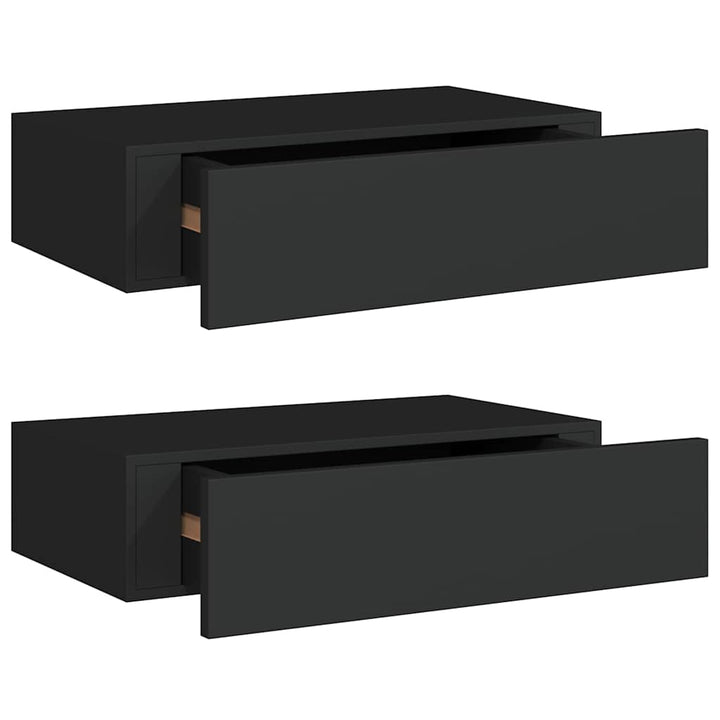 Dulap De Perete Cu Sertare, 2 Buc., , 40X23,5X10 Cm, Mdf Negru