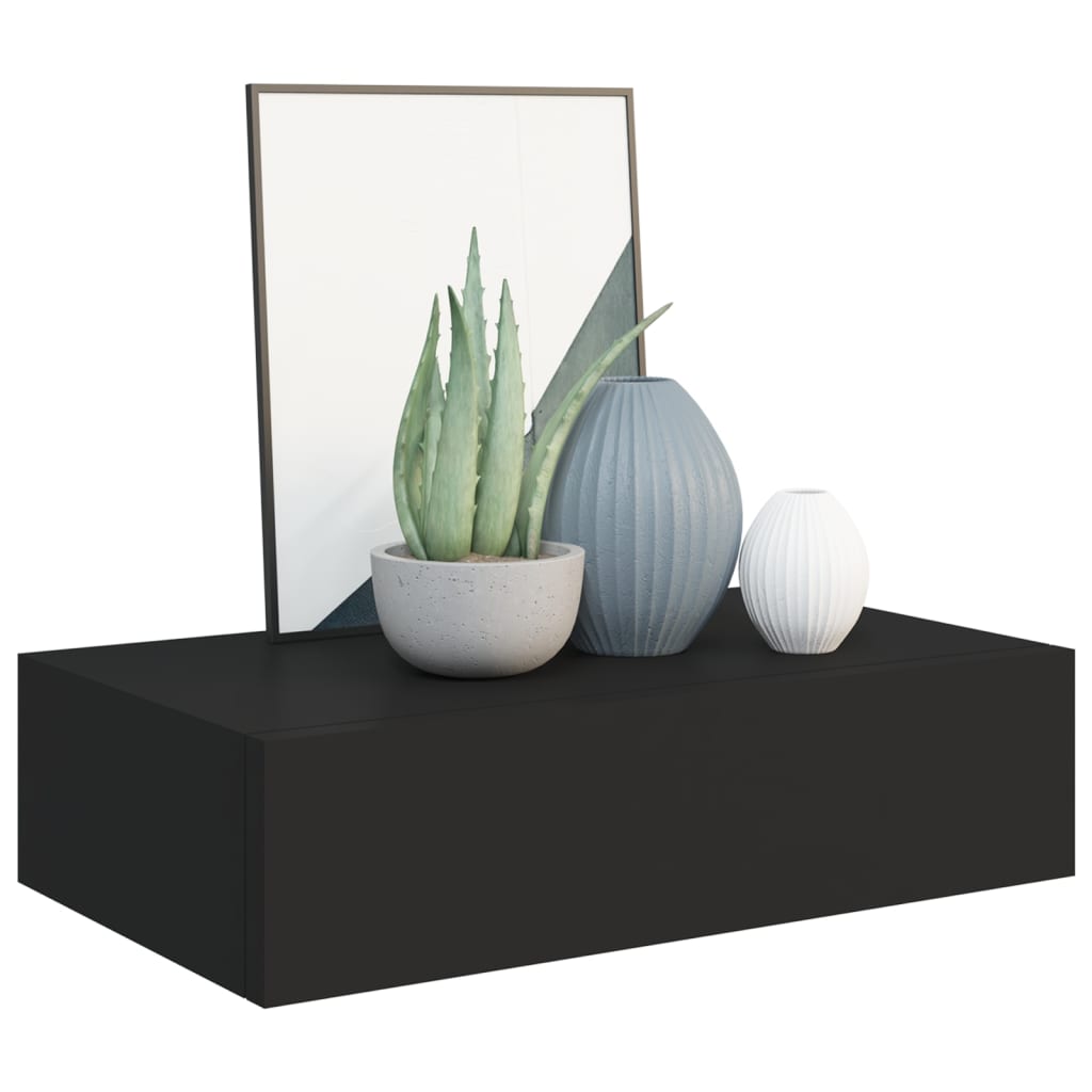 Dulap De Perete Cu Sertare, 2 Buc., , 40X23,5X10 Cm, Mdf Negru