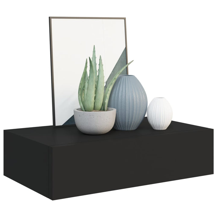 Dulap De Perete Cu Sertare, 2 Buc., , 40X23,5X10 Cm, Mdf Negru