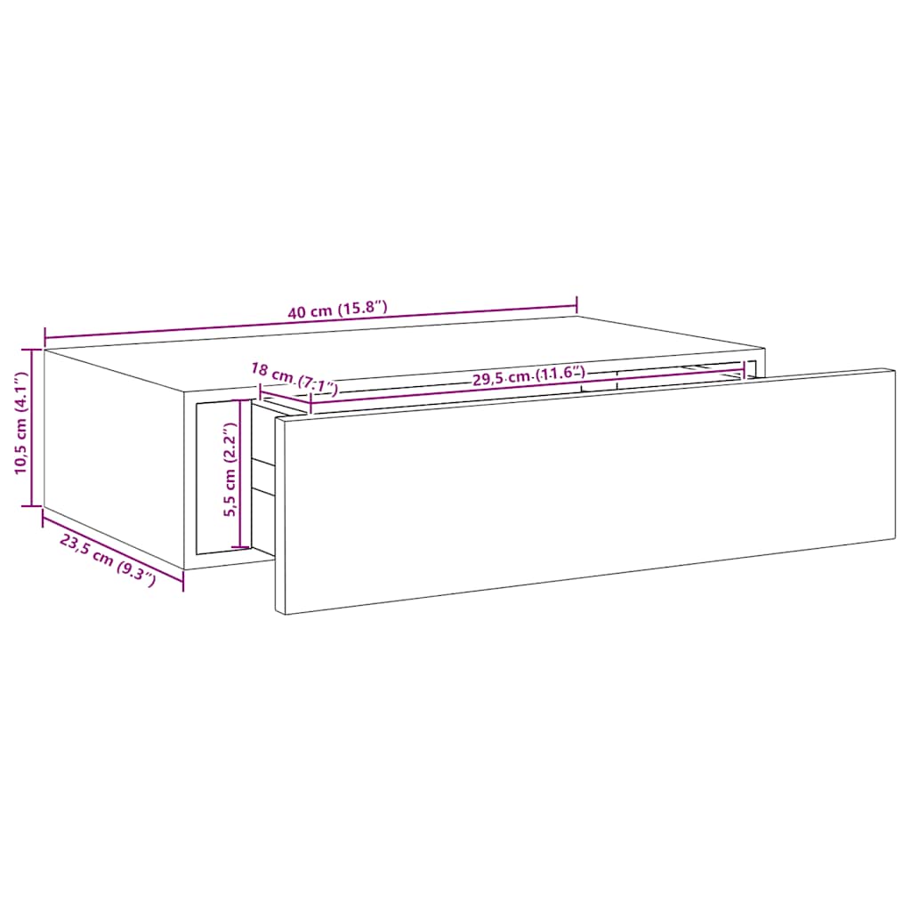 Dulap De Perete Cu Sertare, 2 Buc., , 40X23,5X10 Cm, Mdf Negru