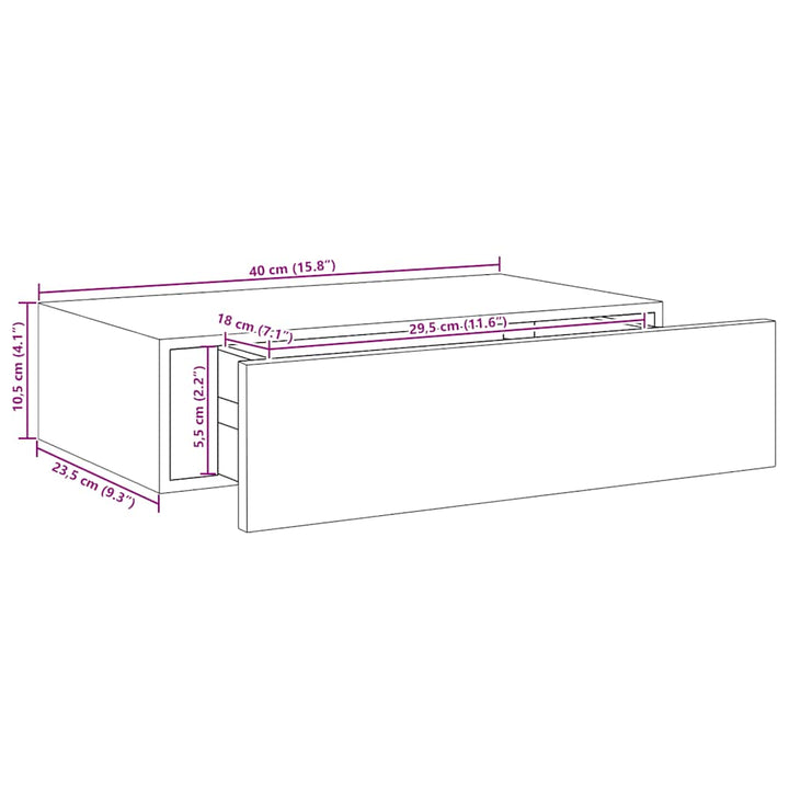 Dulap De Perete Cu Sertare, 2 Buc., , 40X23,5X10 Cm, Mdf Negru