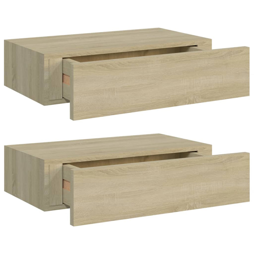 Dulapuri De Perete Cu Sertar, 2 Buc., , 40X23,5X10 Cm Mdf Stejar