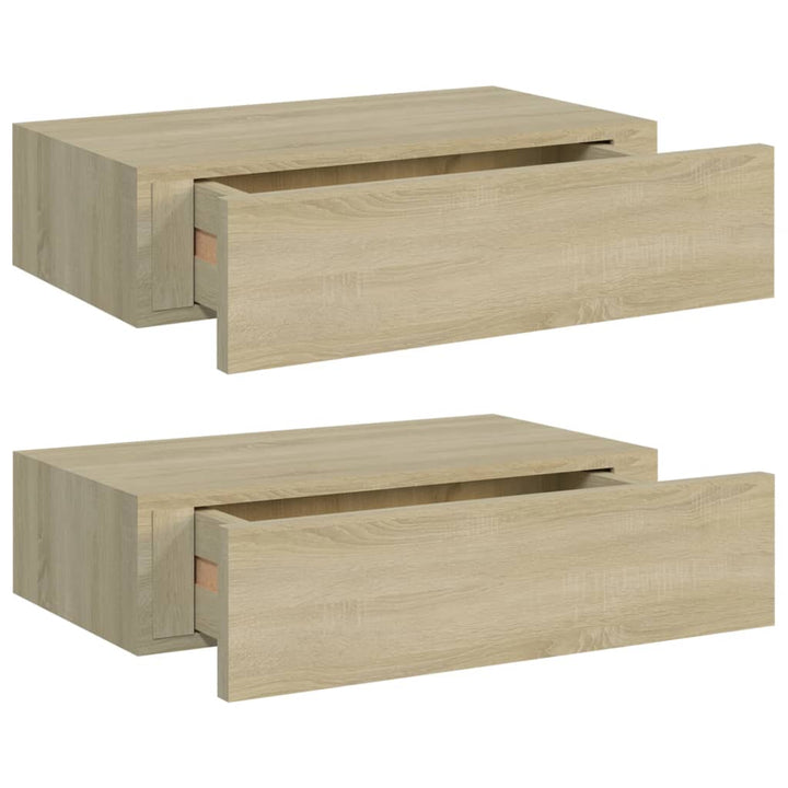 Dulapuri De Perete Cu Sertar, 2 Buc., , 40X23,5X10 Cm Mdf Stejar
