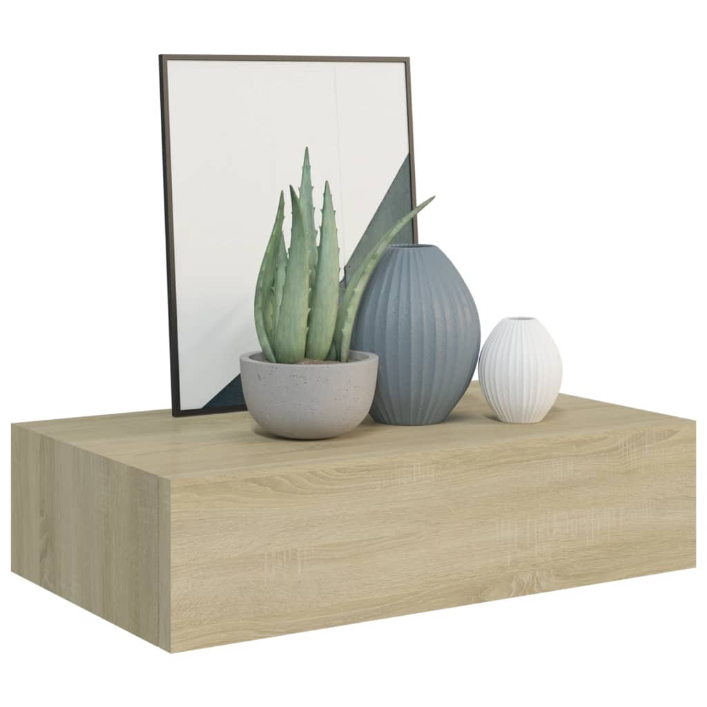 Dulapuri De Perete Cu Sertar, 2 Buc., , 40X23,5X10 Cm Mdf Stejar