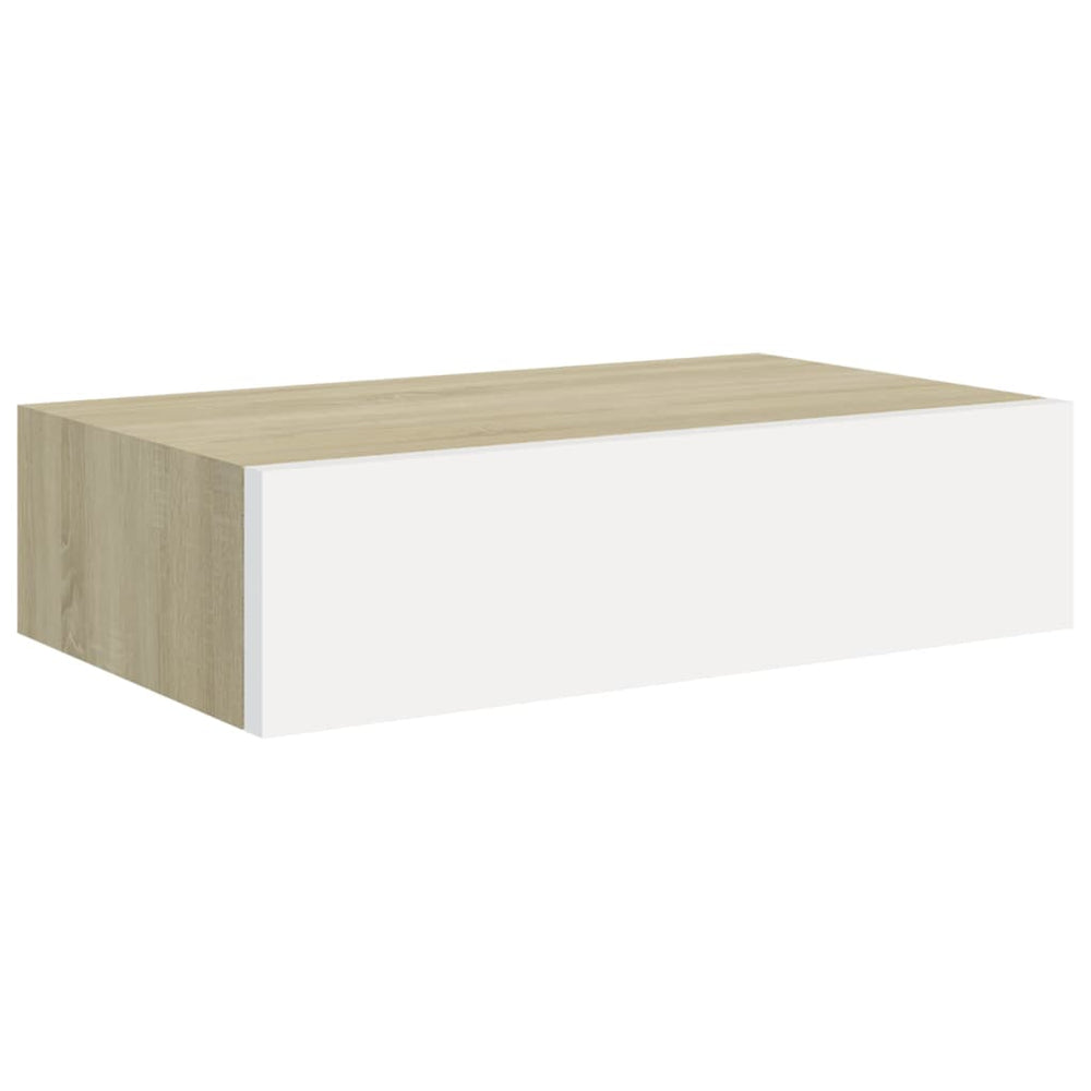 Dulap De Perete Cu Sertar, Alb Și Stejar, 40X23,5X10 Cm, Mdf Culoarea Stejarului Și Alb