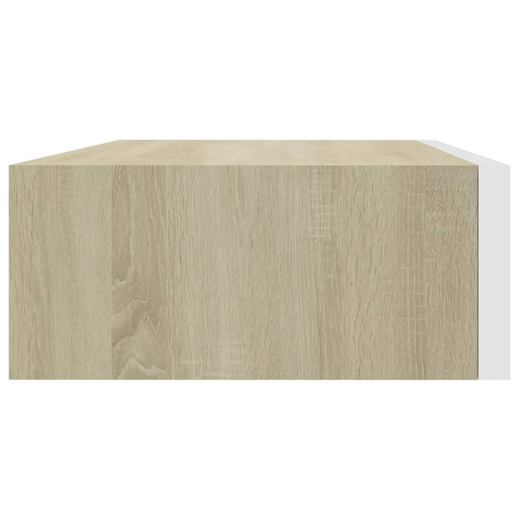 Dulap De Perete Cu Sertar, Alb Și Stejar, 40X23,5X10 Cm, Mdf Culoarea Stejarului Și Alb