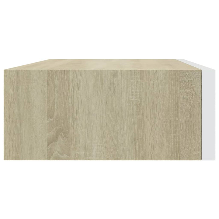 Dulap De Perete Cu Sertar, Alb Și Stejar, 40X23,5X10 Cm, Mdf Culoarea Stejarului Și Alb