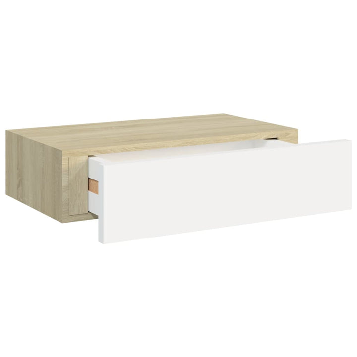 Dulap De Perete Cu Sertar, Alb Și Stejar, 40X23,5X10 Cm, Mdf Culoarea Stejarului Și Alb