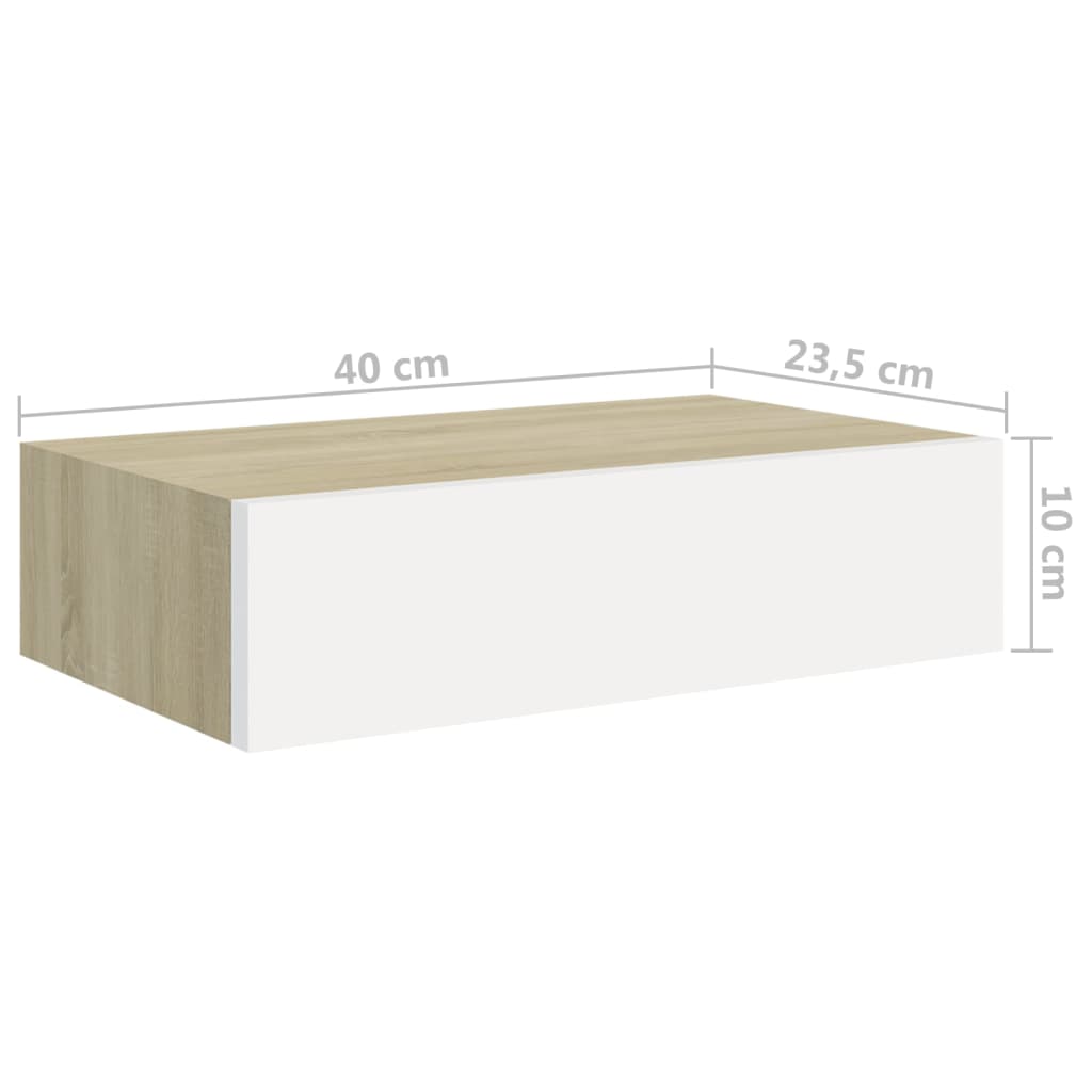 Dulap De Perete Cu Sertar, Alb Și Stejar, 40X23,5X10 Cm, Mdf Culoarea Stejarului Și Alb