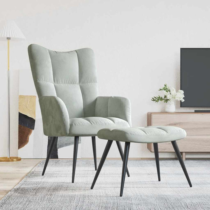Scaun De Relaxare Cu Taburet, , Catifea