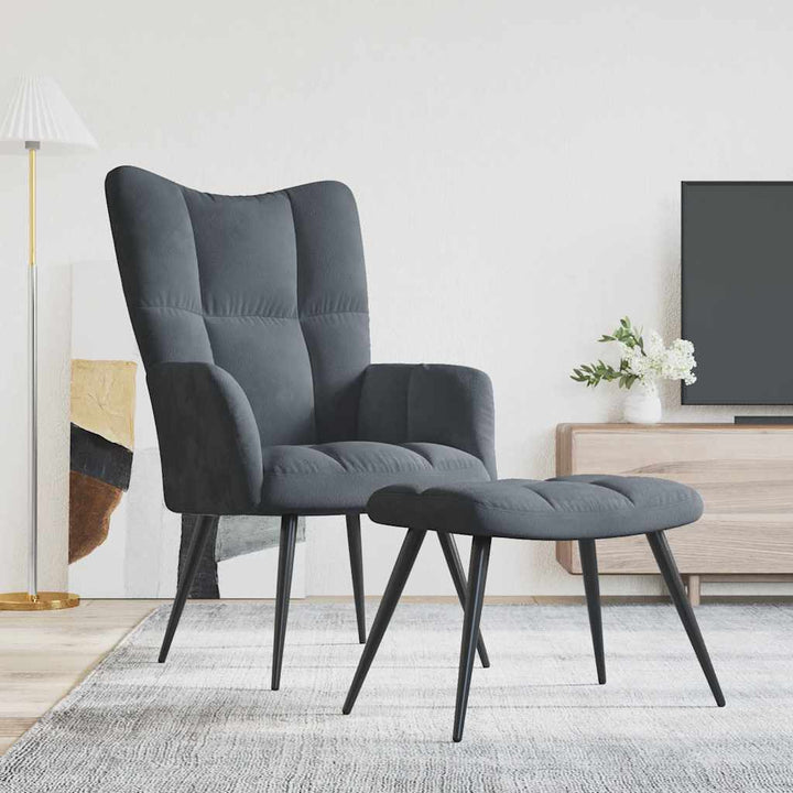 Scaun De Relaxare Cu Taburet, , Catifea