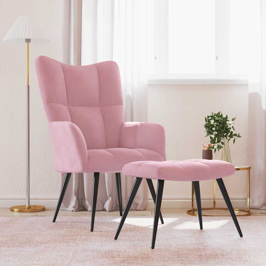 Scaun De Relaxare Cu Taburet, , Catifea