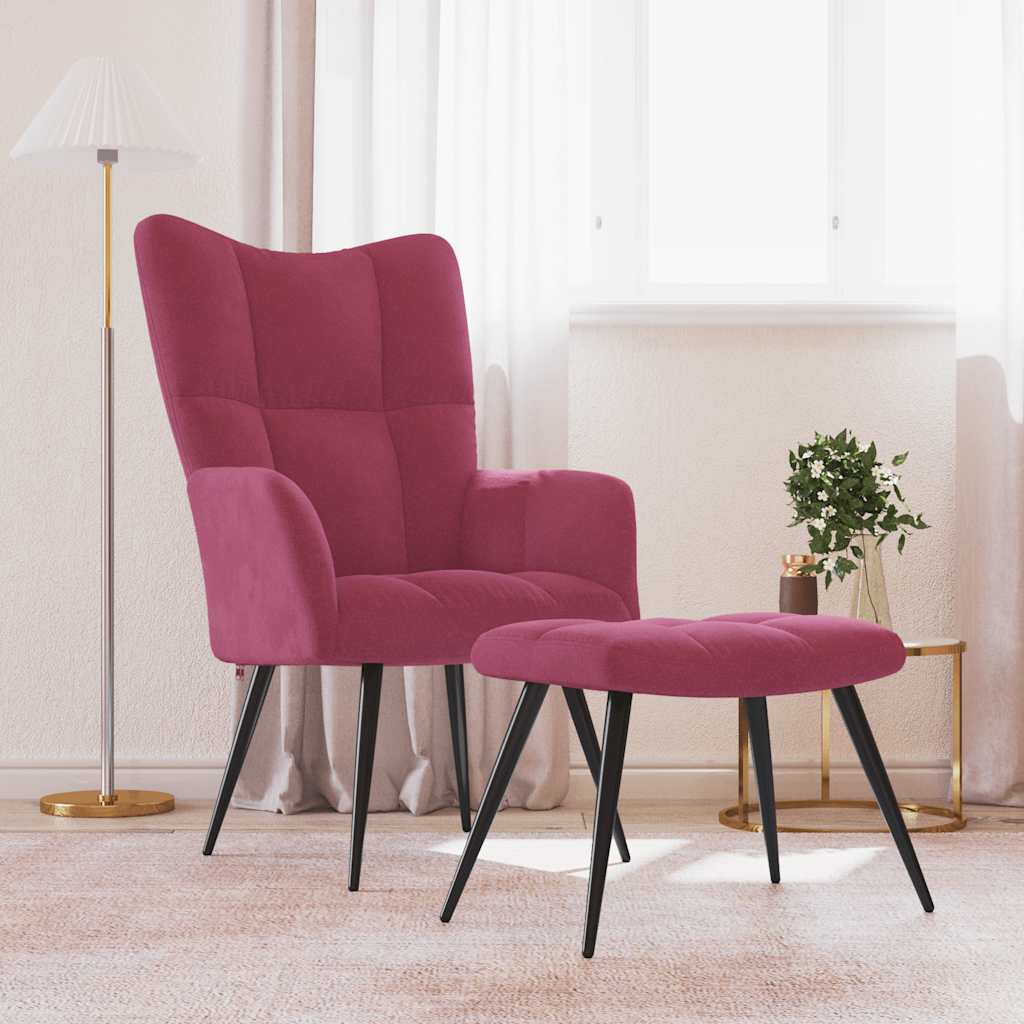 Scaun De Relaxare Cu Taburet, , Catifea