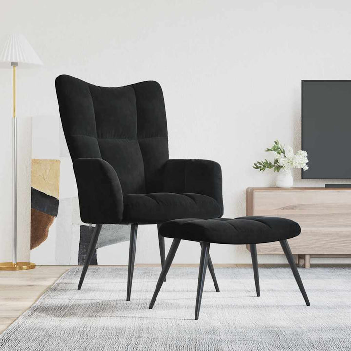 Scaun De Relaxare Cu Taburet, , Catifea