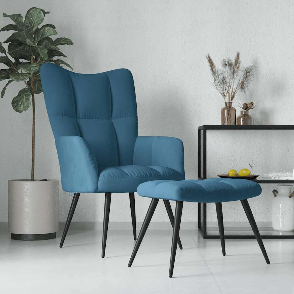 Scaun De Relaxare Cu Taburet, , Catifea