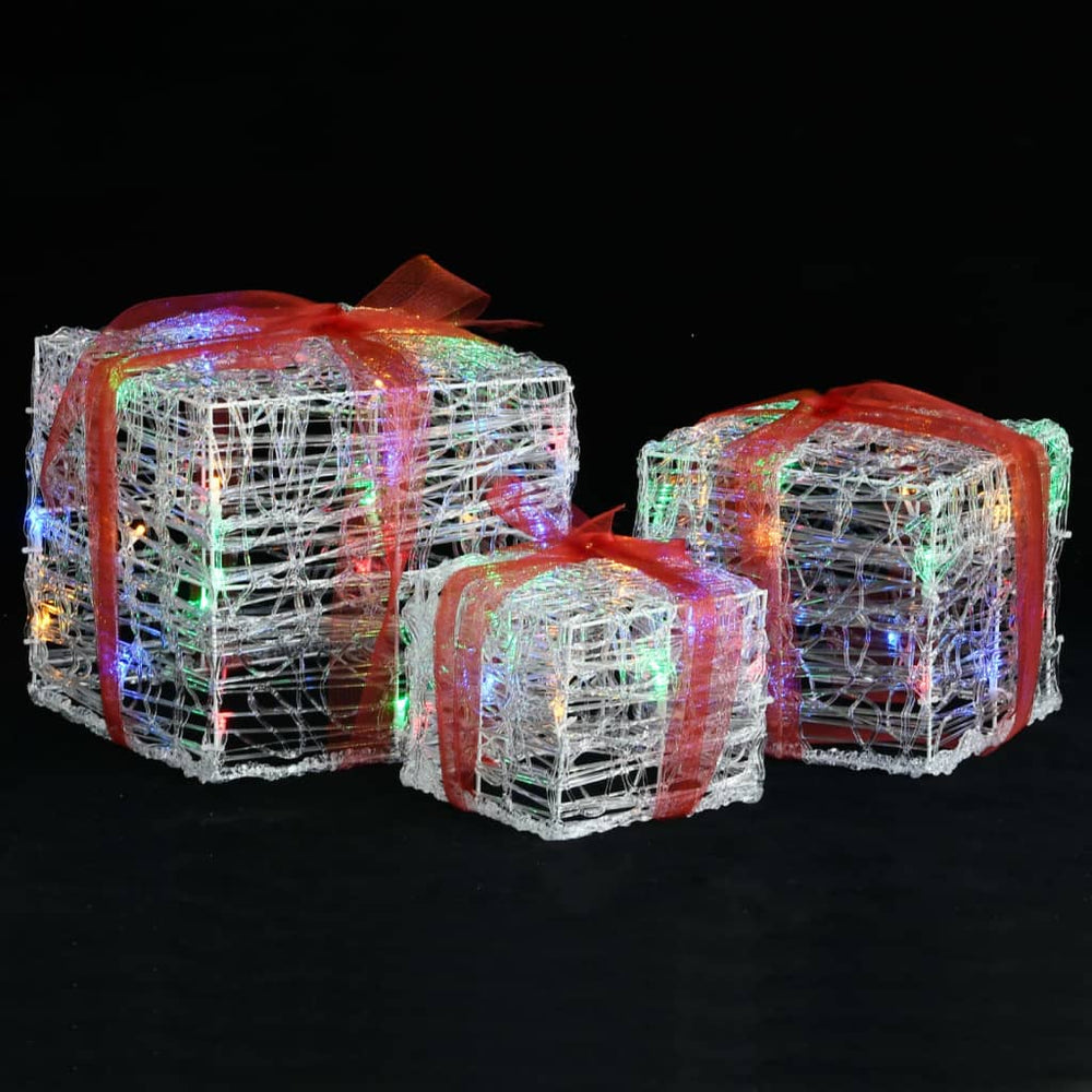 Cutii Cadou De Crăciun Decorative, 3 Buc., Multicolor, Acril