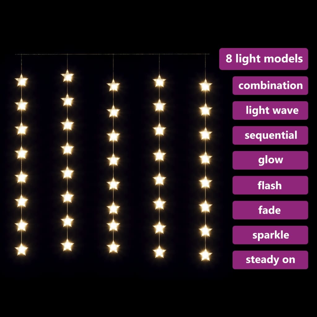 Instalație Lumini Tip Perdea Stele 200 Led 8 Funcții