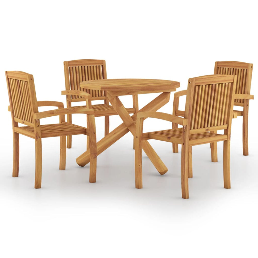 Set Mobilier De Grădină, 5 Piese, Din Lemn Masiv De Tec