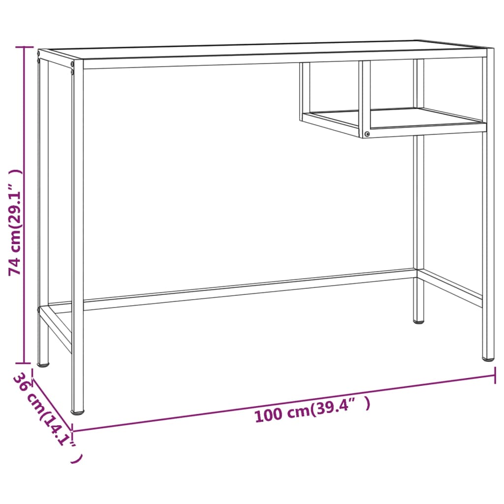 Birou De Calculator Transparent 100X36X74 Cm Sticlă Securizată