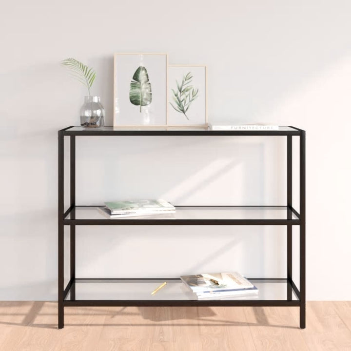 Raft, Transparent/Negru Marmură, 100X36X90 Cm Sticlă Securizată