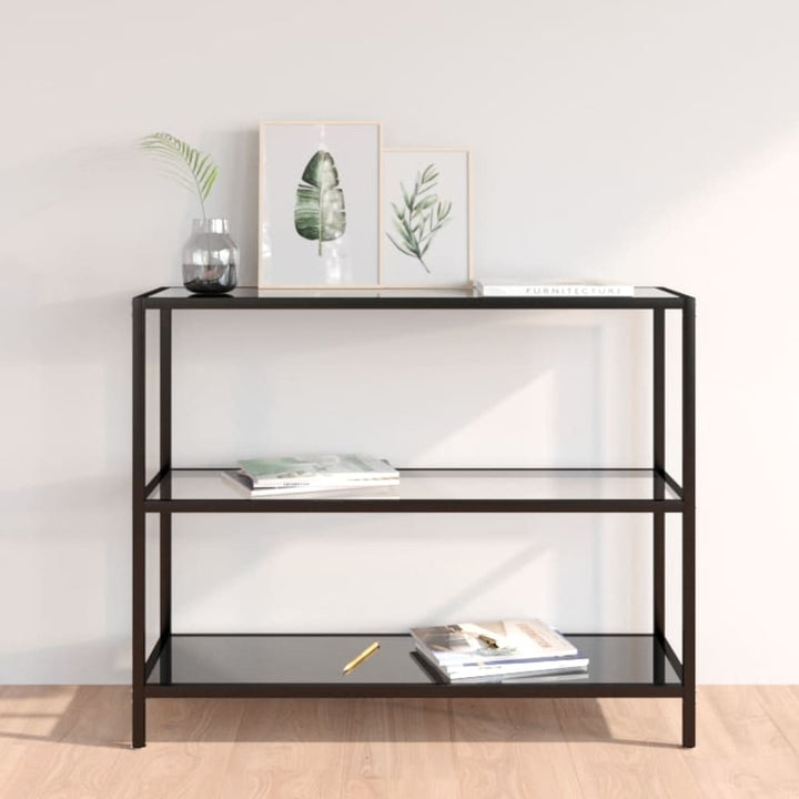 Raft, Transparent/Negru Marmură, 100X36X90 Cm Sticlă Securizată