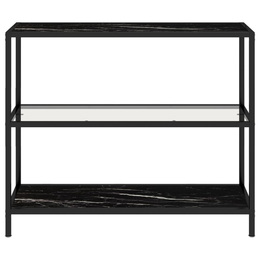 Raft, Transparent/Negru Marmură, 100X36X90 Cm Sticlă Securizată