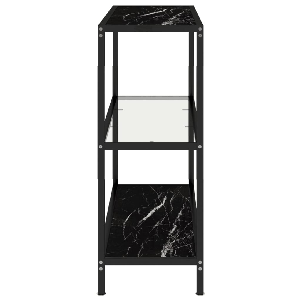 Raft, Transparent/Negru Marmură, 100X36X90 Cm Sticlă Securizată