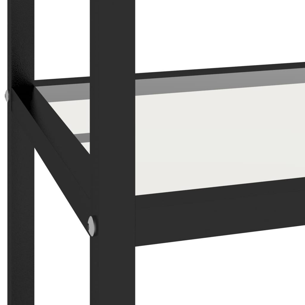 Raft, Transparent/Negru Marmură, 100X36X90 Cm Sticlă Securizată