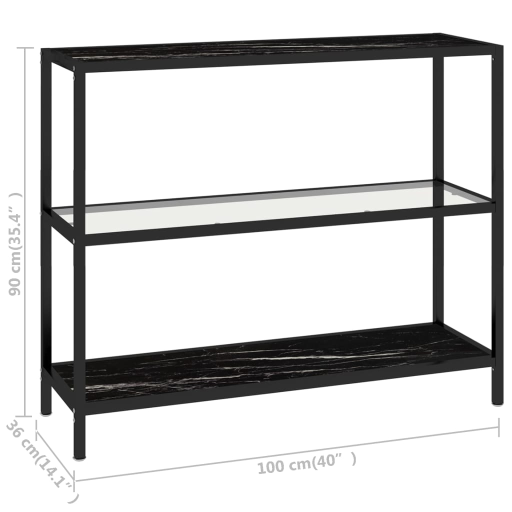 Raft, Transparent/Negru Marmură, 100X36X90 Cm Sticlă Securizată
