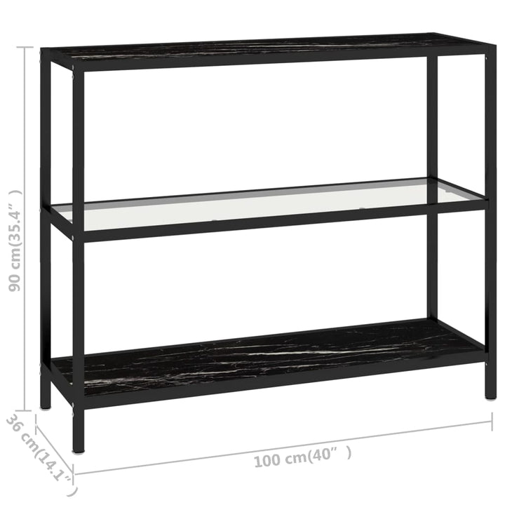 Raft, Transparent/Negru Marmură, 100X36X90 Cm Sticlă Securizată