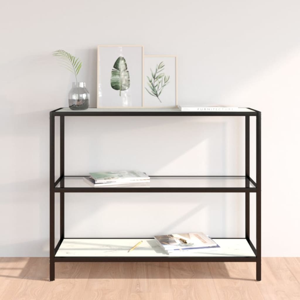 Raft, Transparent/Negru Marmură, 100X36X90 Cm Sticlă Securizată