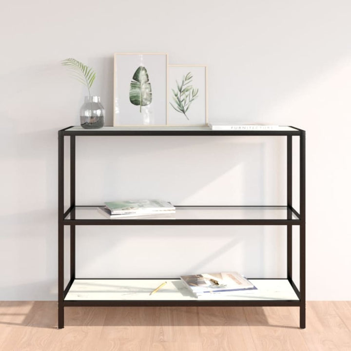 Raft, Transparent/Negru Marmură, 100X36X90 Cm Sticlă Securizată