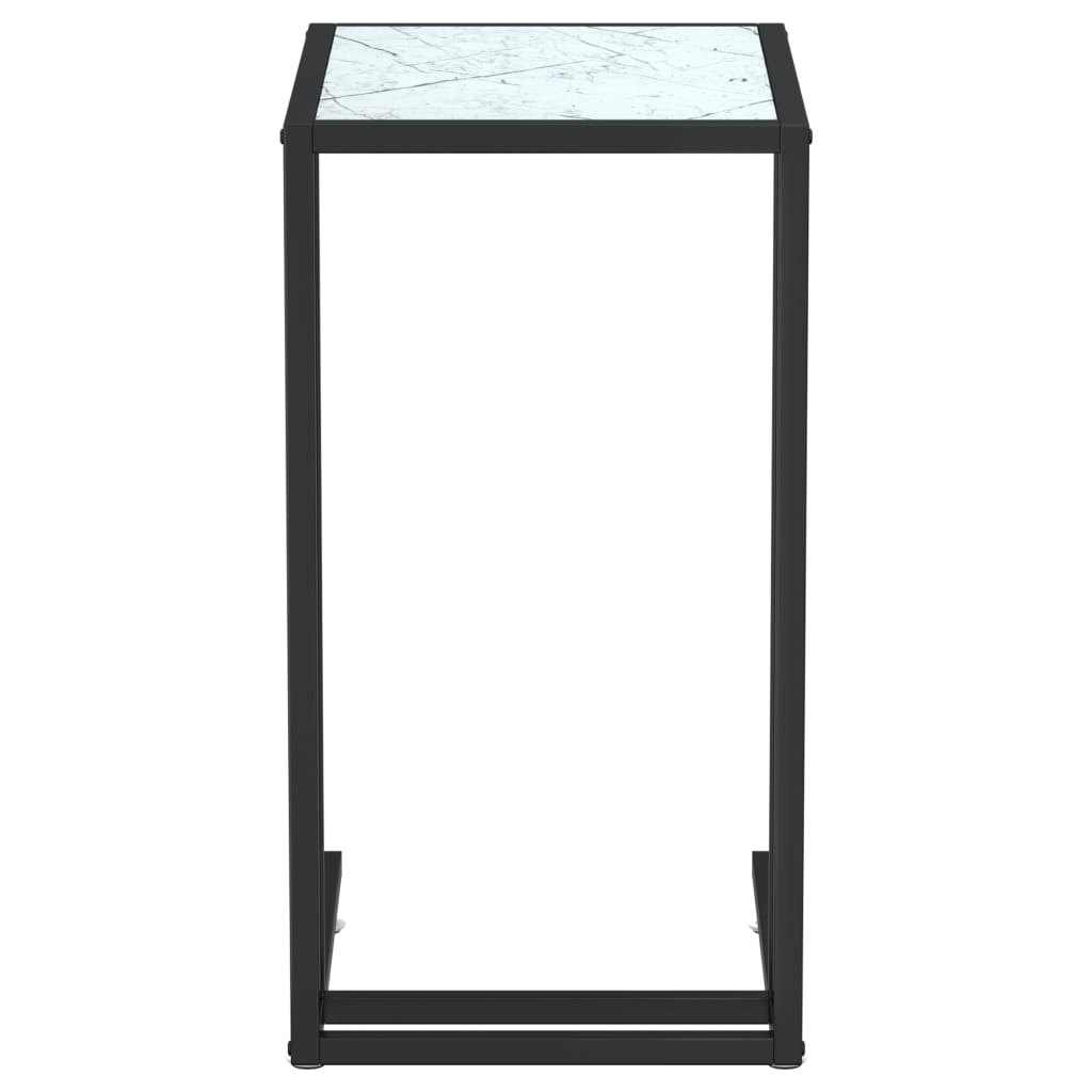 Masă Laterală De Calculator, Alb Marmură, 50X35X65 Cm, Sticlă