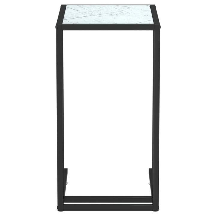 Masă Laterală De Calculator, Alb Marmură, 50X35X65 Cm, Sticlă