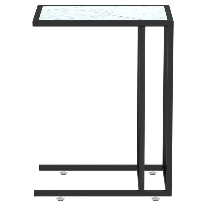 Masă Laterală De Calculator, Alb Marmură, 50X35X65 Cm, Sticlă