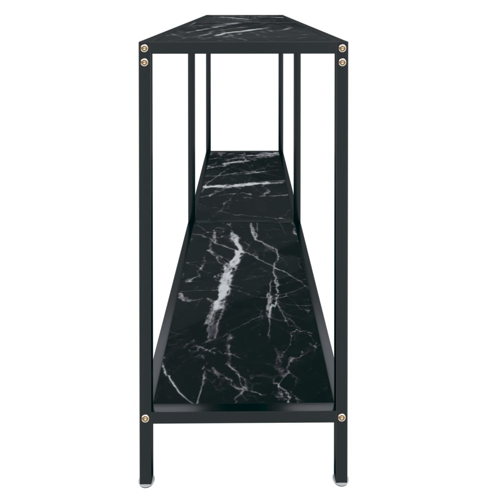 Masă Consolă,Negru, 160X35X75,5 Cm, Sticlă Securizată