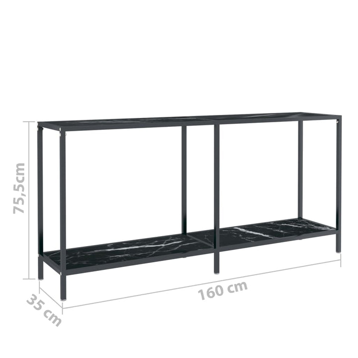 Masă Consolă,Negru, 160X35X75,5 Cm, Sticlă Securizată