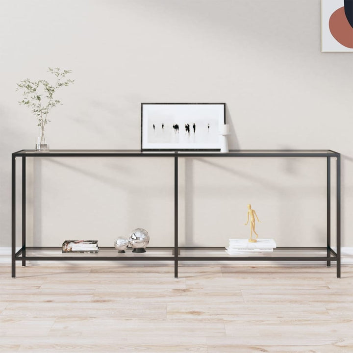 Masă Consolă,Negru, 160X35X75,5 Cm, Sticlă Securizată