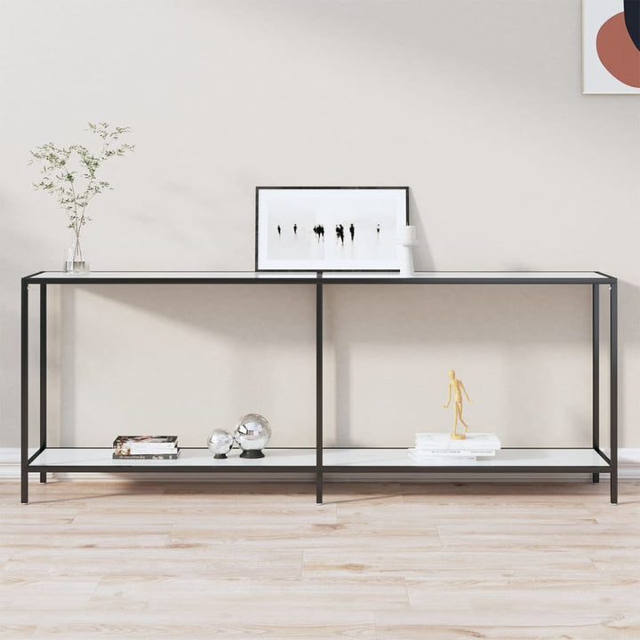 Masă Consolă,Negru, 160X35X75,5 Cm, Sticlă Securizată
