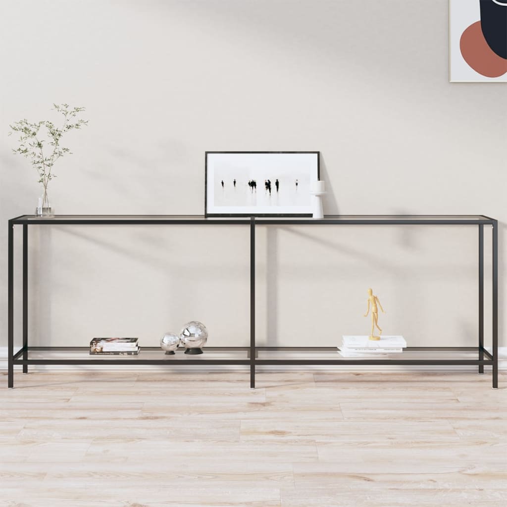 Masă Consolă,Negru, 160X35X75,5 Cm, Sticlă Securizată