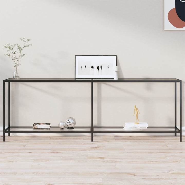 Masă Consolă,Negru, 160X35X75,5 Cm, Sticlă Securizată