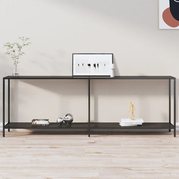 Masă Consolă,Negru, 160X35X75,5 Cm, Sticlă Securizată