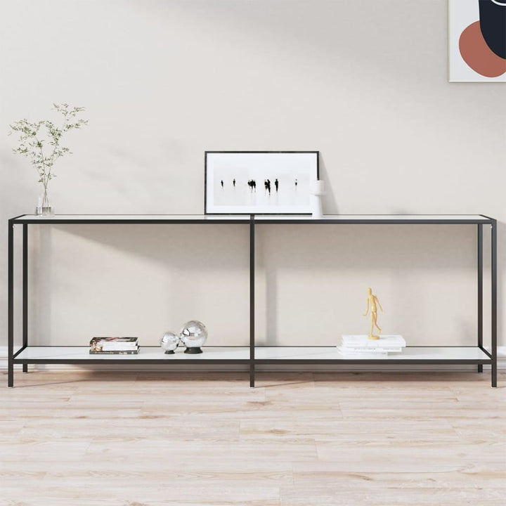 Masă Consolă,Negru, 160X35X75,5 Cm, Sticlă Securizată