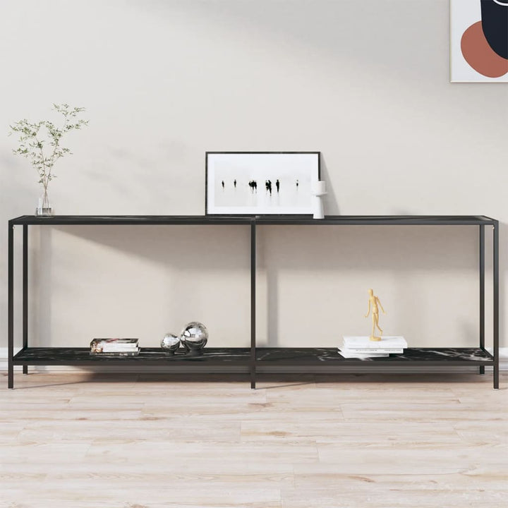Masă Consolă,Negru, 160X35X75,5 Cm, Sticlă Securizată