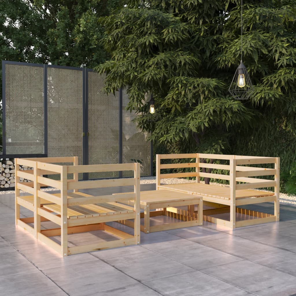 Set Mobilier De Grădină, 5 Piese, , Lemn Masiv De Pin