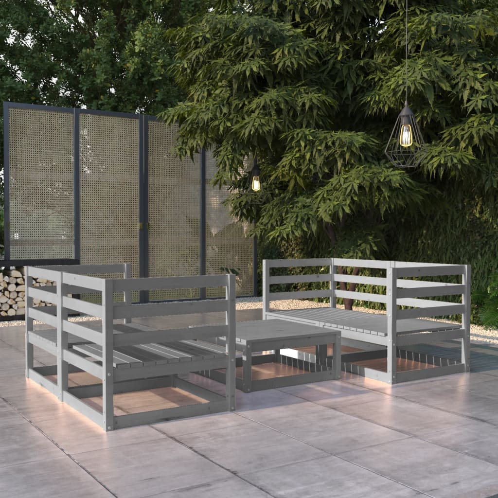 Set Mobilier De Grădină, 5 Piese, , Lemn Masiv De Pin